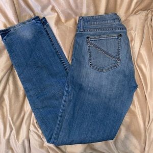 DKNY straight leg jeans with silver rivets on pockets